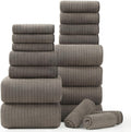 18 Piece Bath Towels Set - Soft, Absorbent Family Set