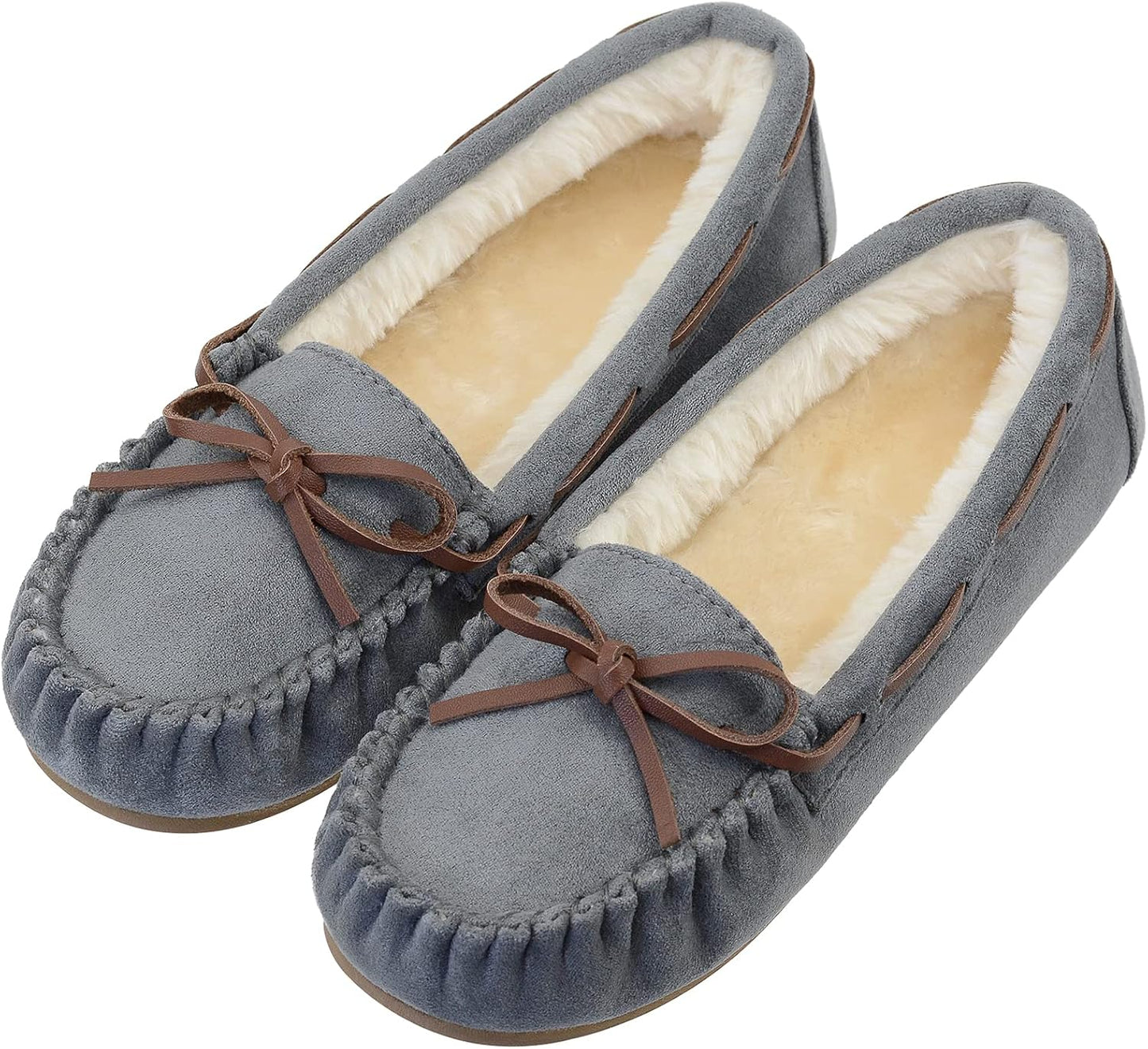 Vonaire Women's Moccasin Slippers with Faux Fur for Comfort