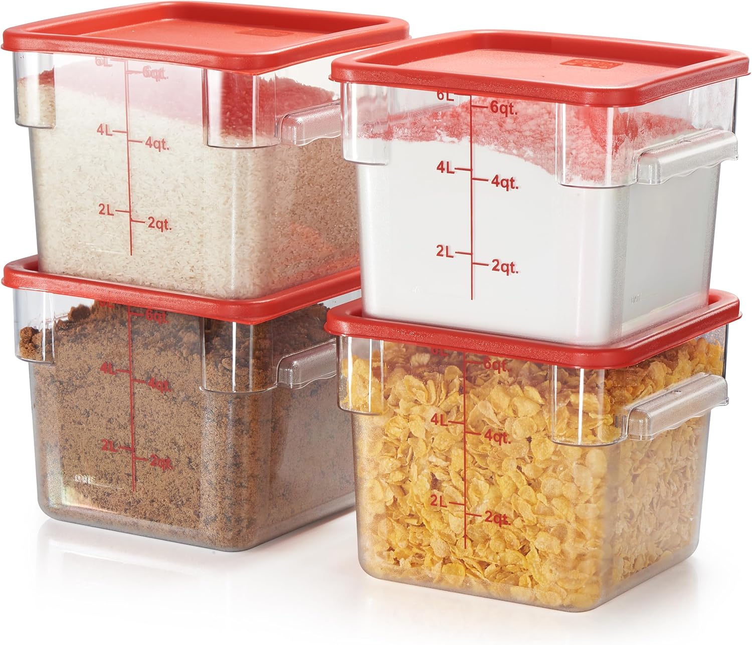 CURTA Food Storage Container Set - 6 Qt Square Clear Design