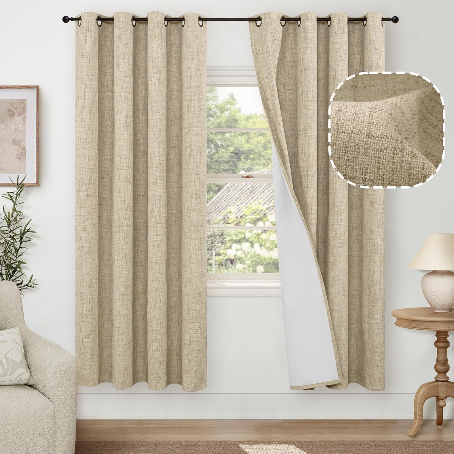 Blackout Living Room Curtains 72 Inch Long for Total Darkness