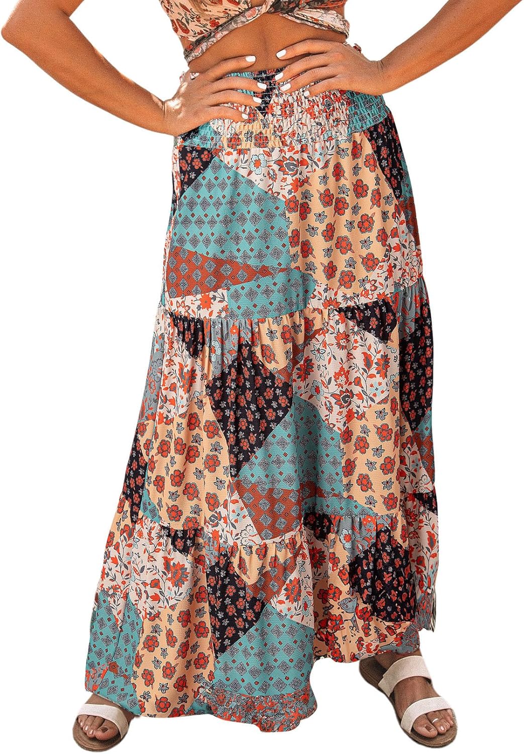 Boho Floral Print Maxi Skirt for Women - Stylish and Elegant