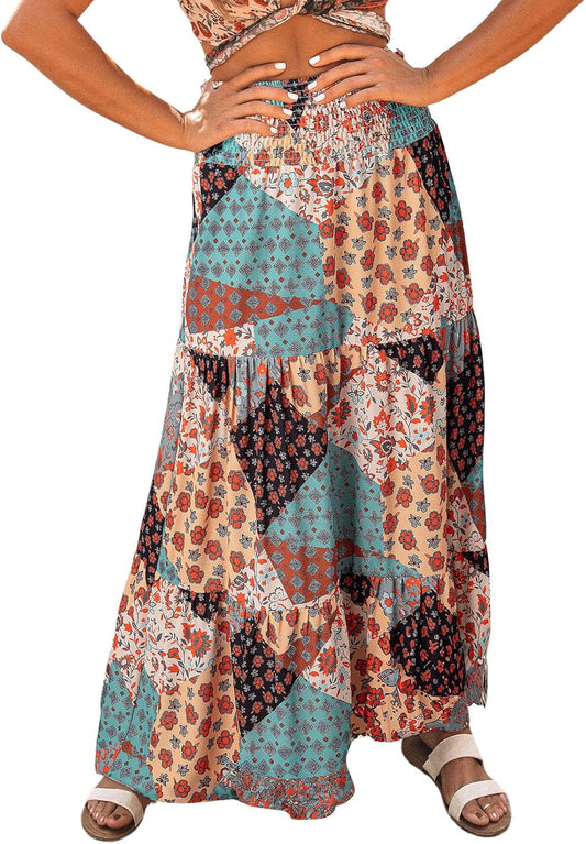 Boho Floral Print Maxi Skirt for Women - Stylish and Elegant