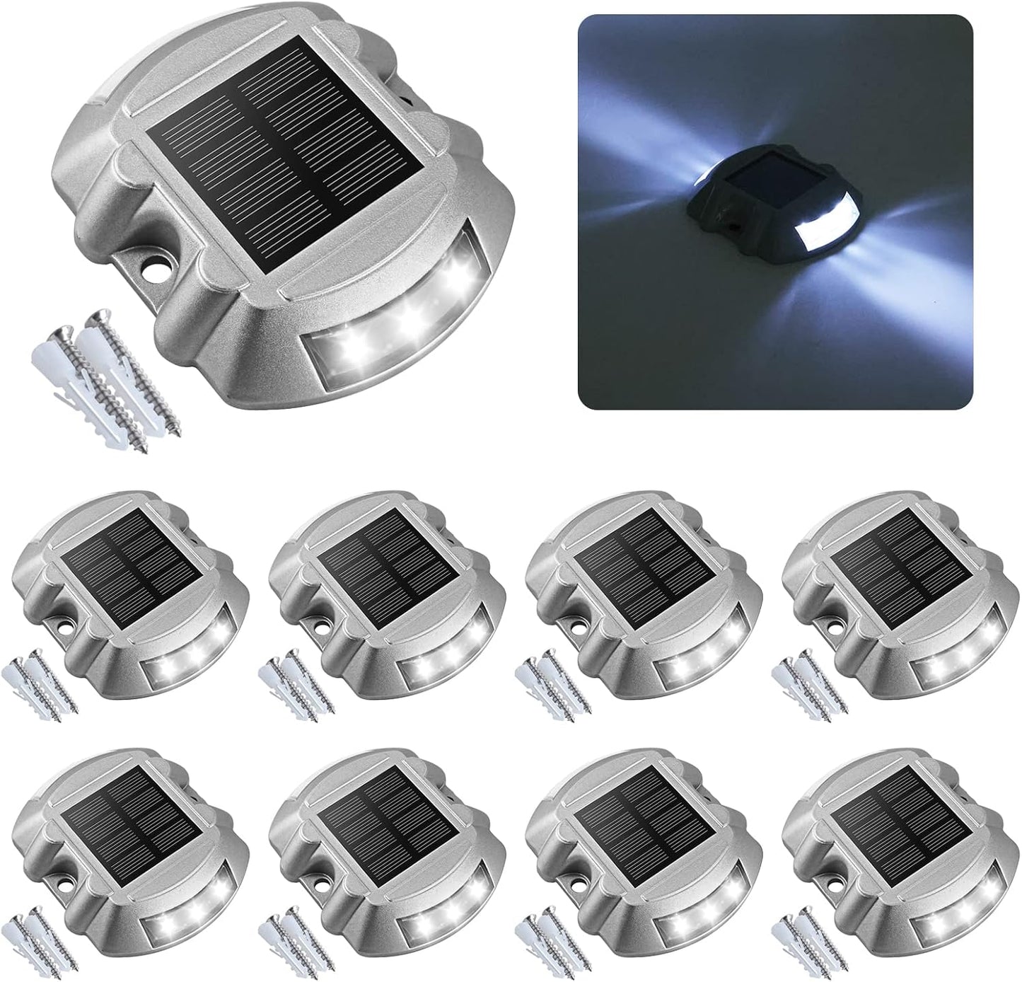 VOLISUN Solar Deck Lights - 8-Pack Waterproof Outdoor Step Lights