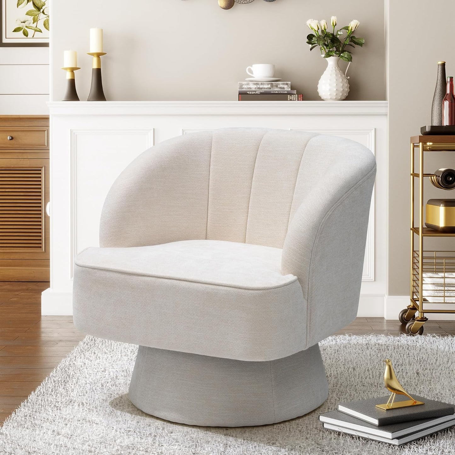 Stylish Swivel Barrel Chair - Luxe Reading Comfort