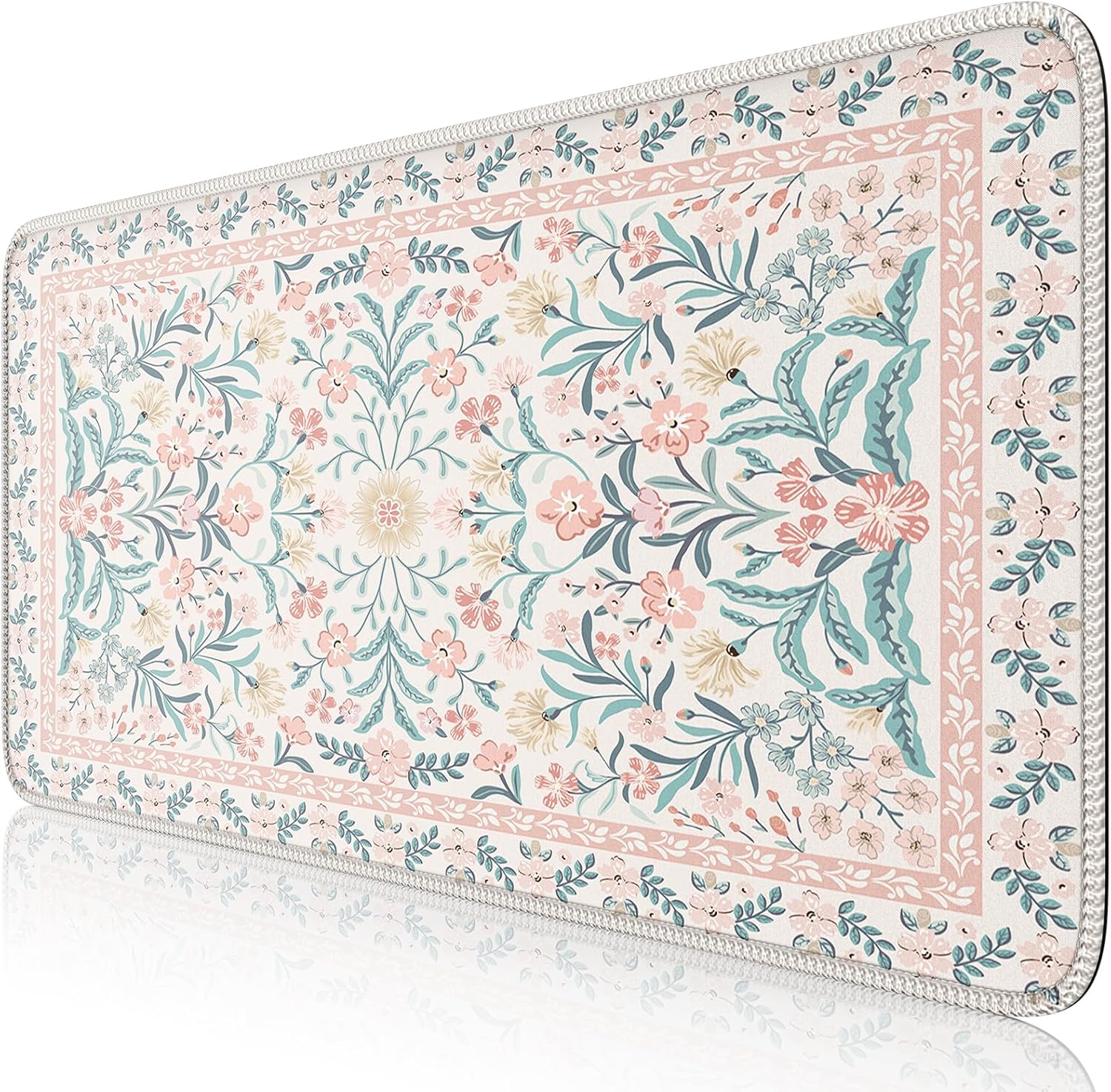 iCasso Pink Floral XXL Desk Pad - Anti-Slip Mousepad for Women
