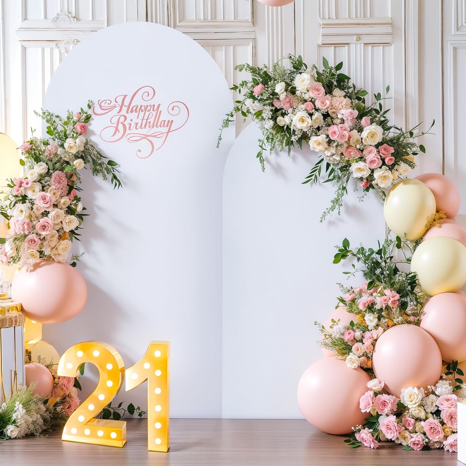 White Arch Backdrop Cover Set of 2 for Wedding and Party Decor