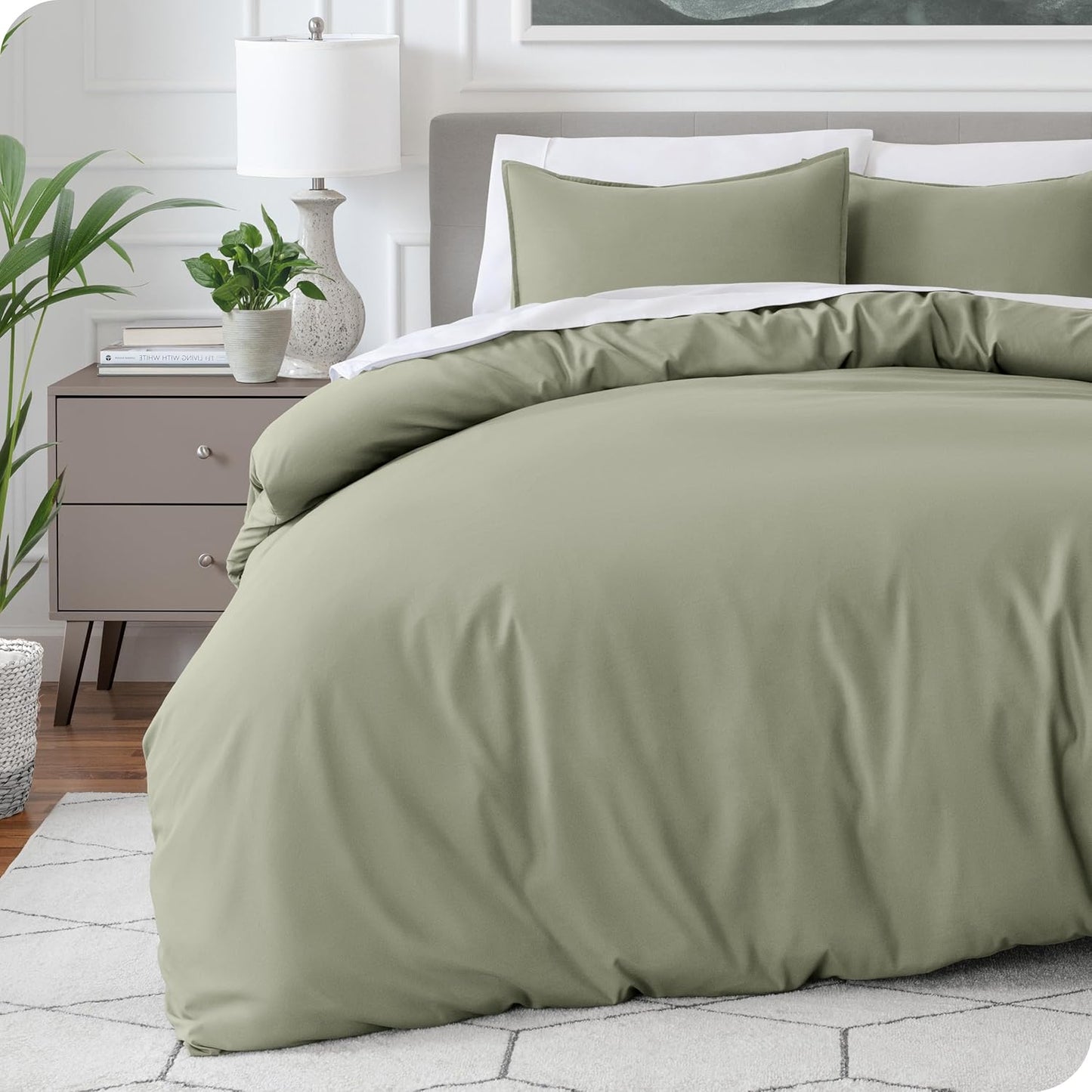 Bare Home Queen Size Duvet Cover Set - Soft, Lightweight, Cooling