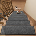 Stair Treads Carpet 4 pcs for Wooden Steps - Non Slip Dark Gray
