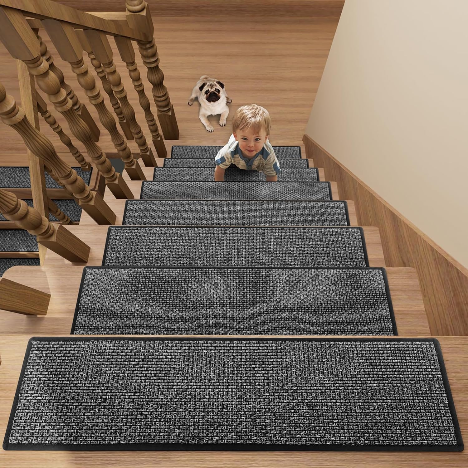 Stair Treads Carpet for Wooden Steps with Non Slip Rubber Backing