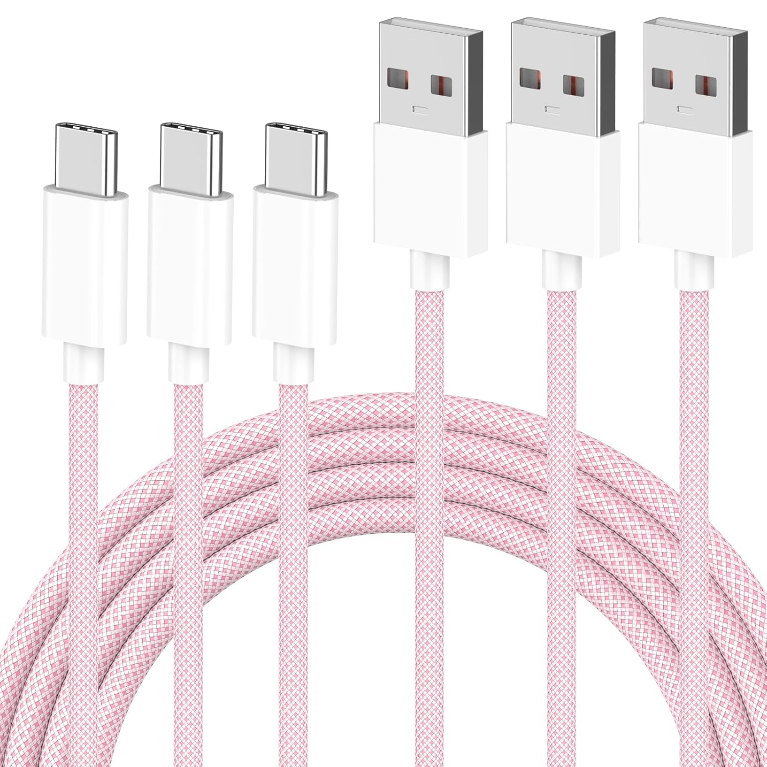 Fast Charge 3 Pack Apple Carplay Cable Set - 60W, 6FT Pink