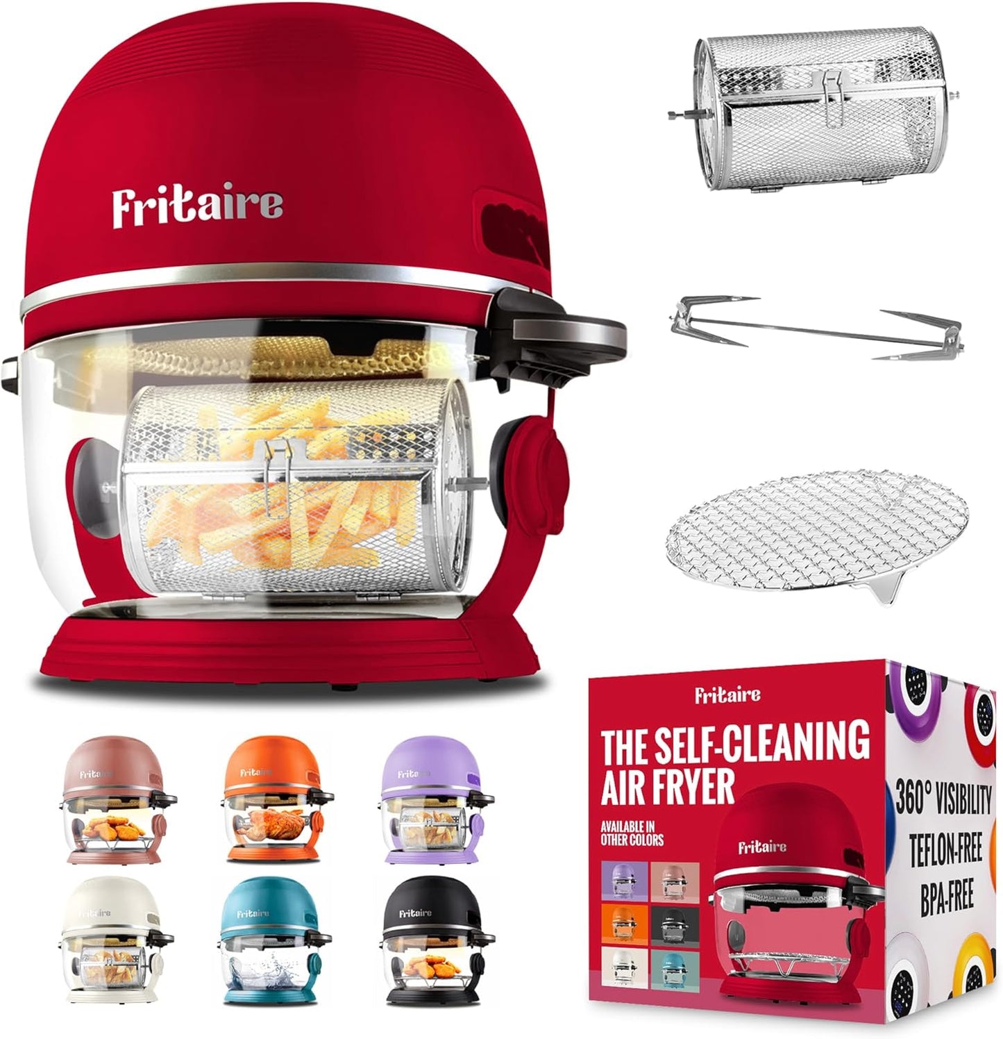 5 Quart Glass Air Fryer - Non-Toxic & Self-Cleaning