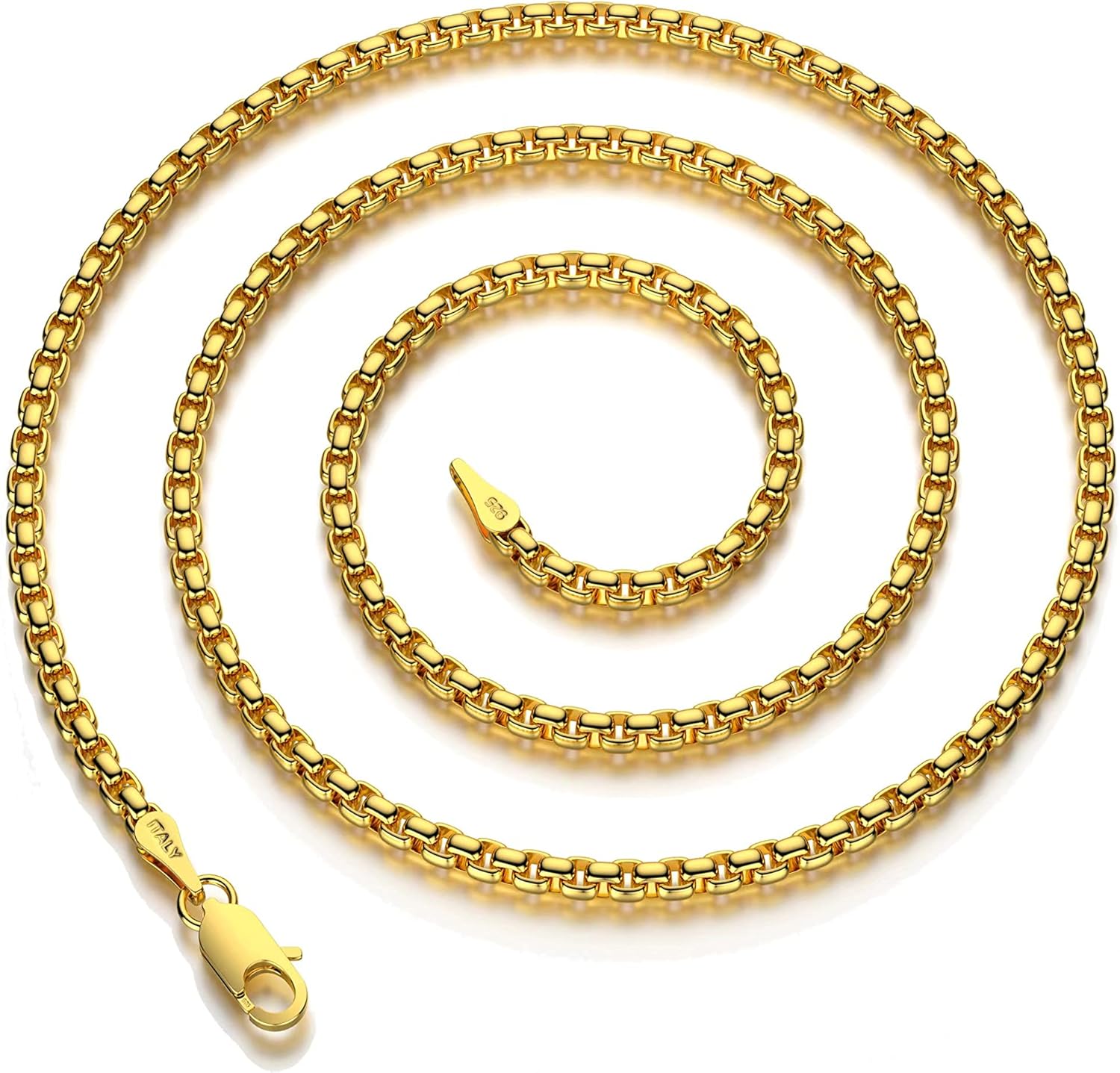 925 Sterling Silver Box Chain Necklace for Men and Women
