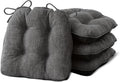Dark Gray Chair Cushions for Dining Chairs Set of 4 - 15.5in Tufted
