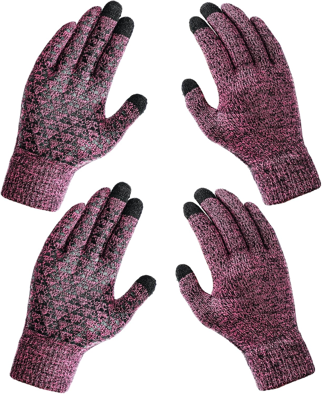 Anti-Slip Touchscreen Winter Gloves - 2 Pairs