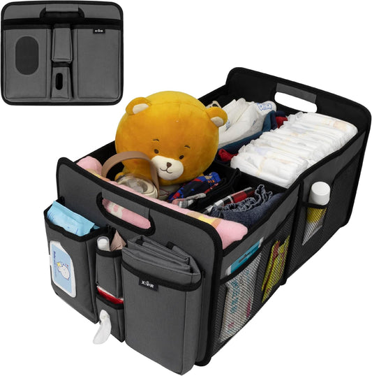 Baby Diaper Caddy Organizer with Changing Mat and Pockets