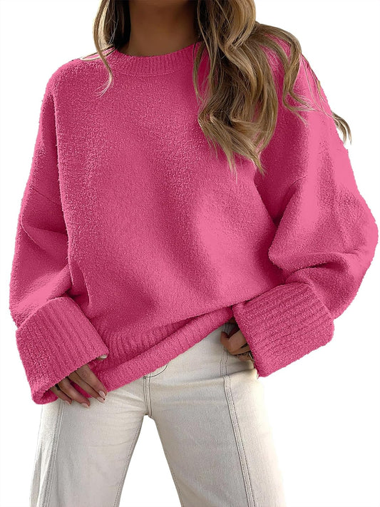 Oversized Women's Fuzzy Knit Sweater for Cozy Fall Outfits