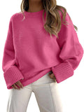 Women Oversized Fuzzy Knit Pullover Sweater - Soft Cozy Fall Wear