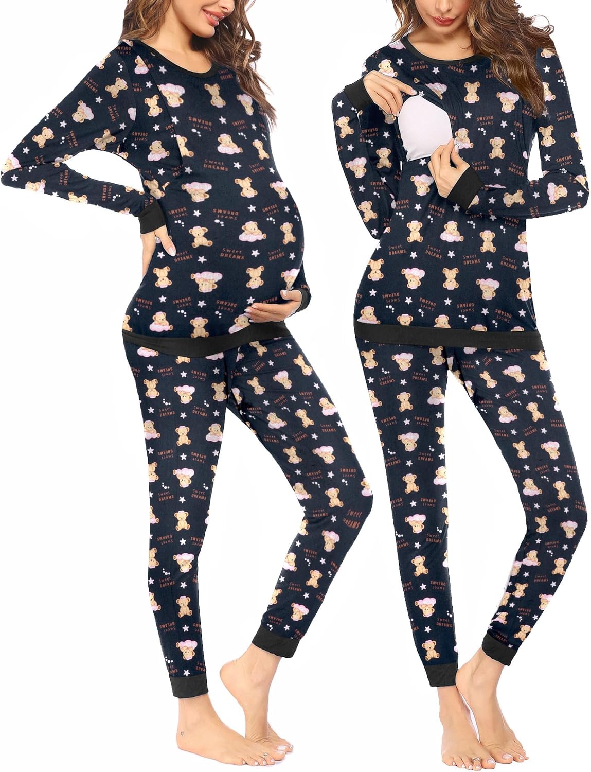 Ekouaer Nursing Pajama Set for Cozy Maternity Sleepwear