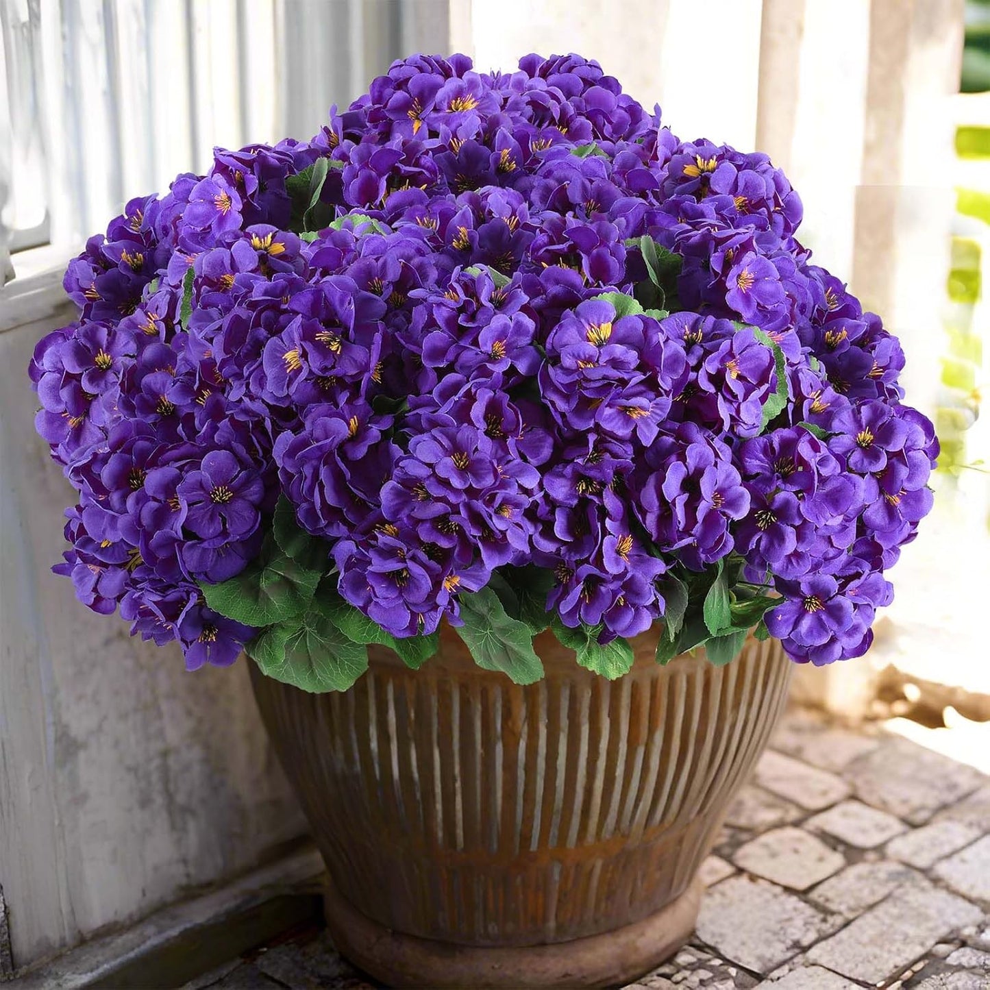Artificial Geranium Flowers for Outdoors - 12 Pcs Silk Purple