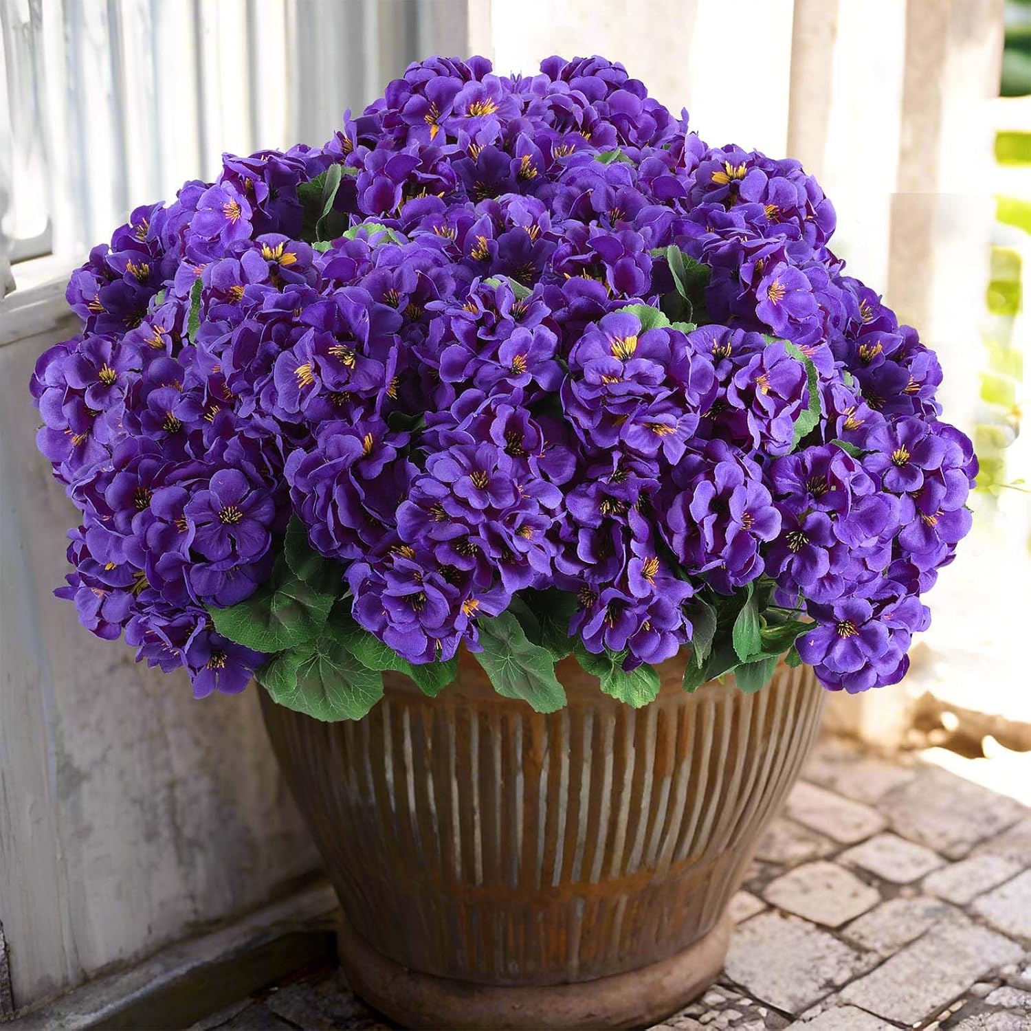 Artificial Geranium Flowers for Outdoors - 12 Pcs Silk Purple