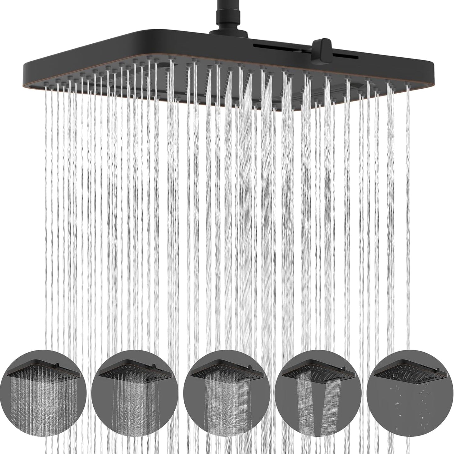Hibbent 13ft' High Pressure Rain Shower Head with 5 Spray Modes