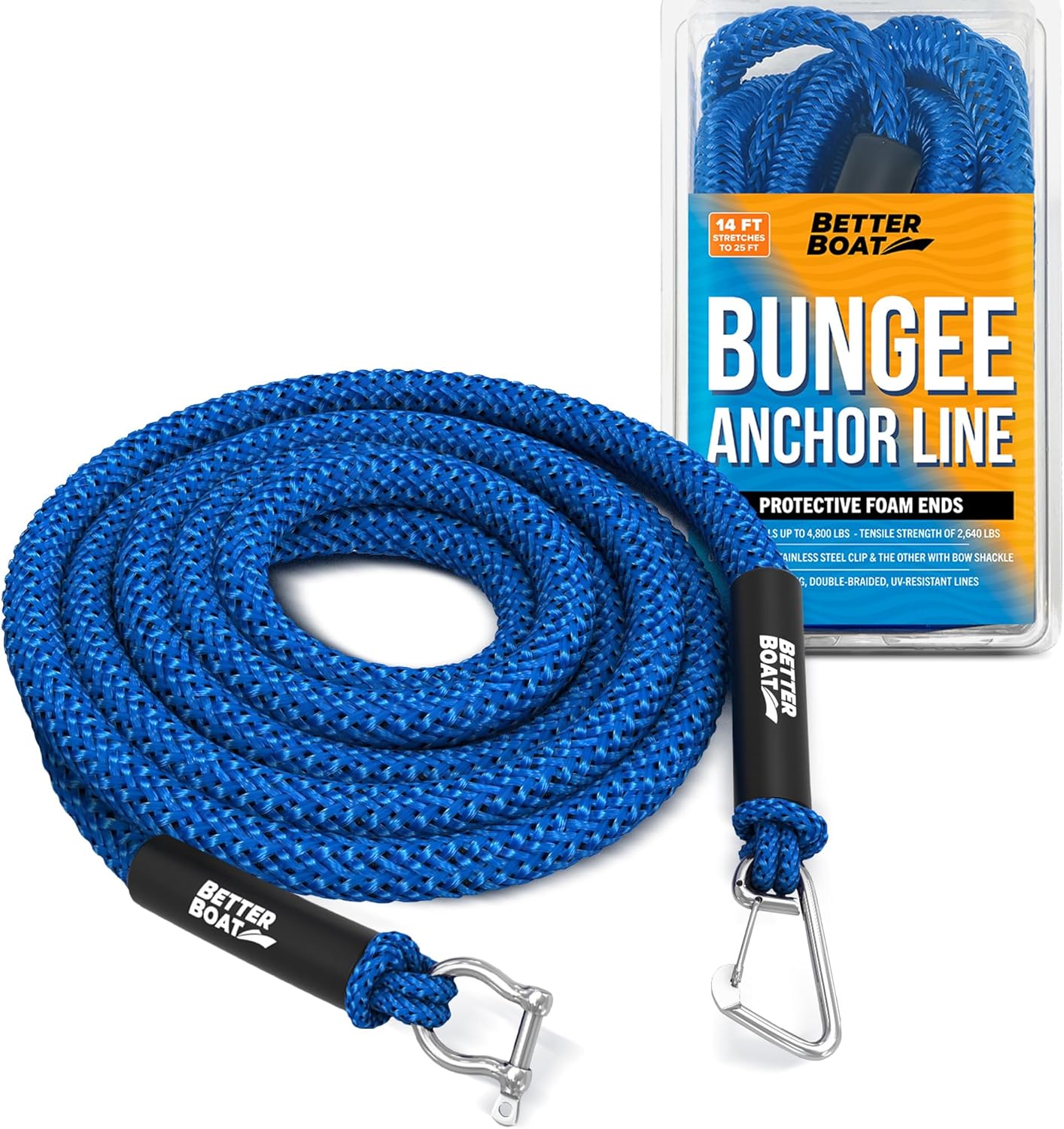 Bungee Anchor Rope for Boats - Elastic Snubber Line 14ft to 25ft