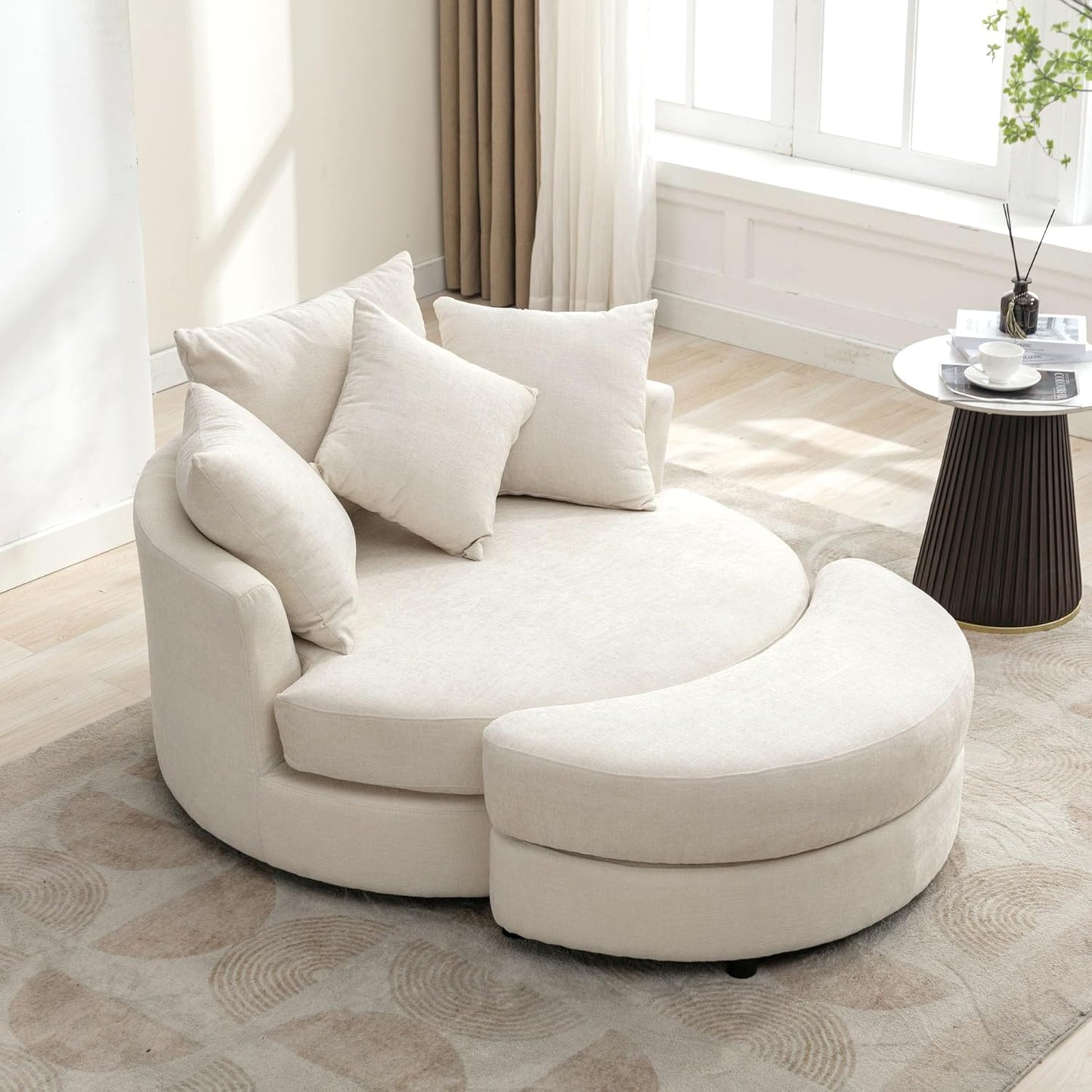 Merax Swivel Barrel Chair with Storage Ottoman - Lounge in Luxury!