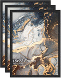 Engineered Wood 16x22 Picture Frame Set of 3 - Lightweight Black
