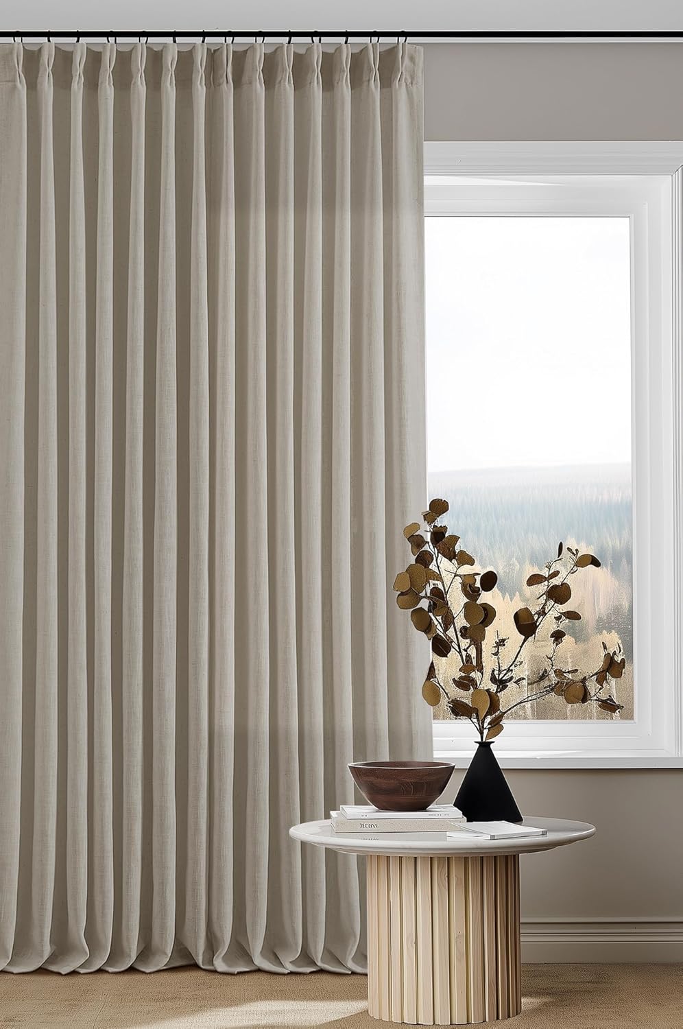 102 Inch Long Curtains for Living Room Bedroom - Elegant Tan Brown