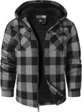 ZITY Men's Flannel Hooded Jacket Fleece Sherpa Lined Plaid - Warm made