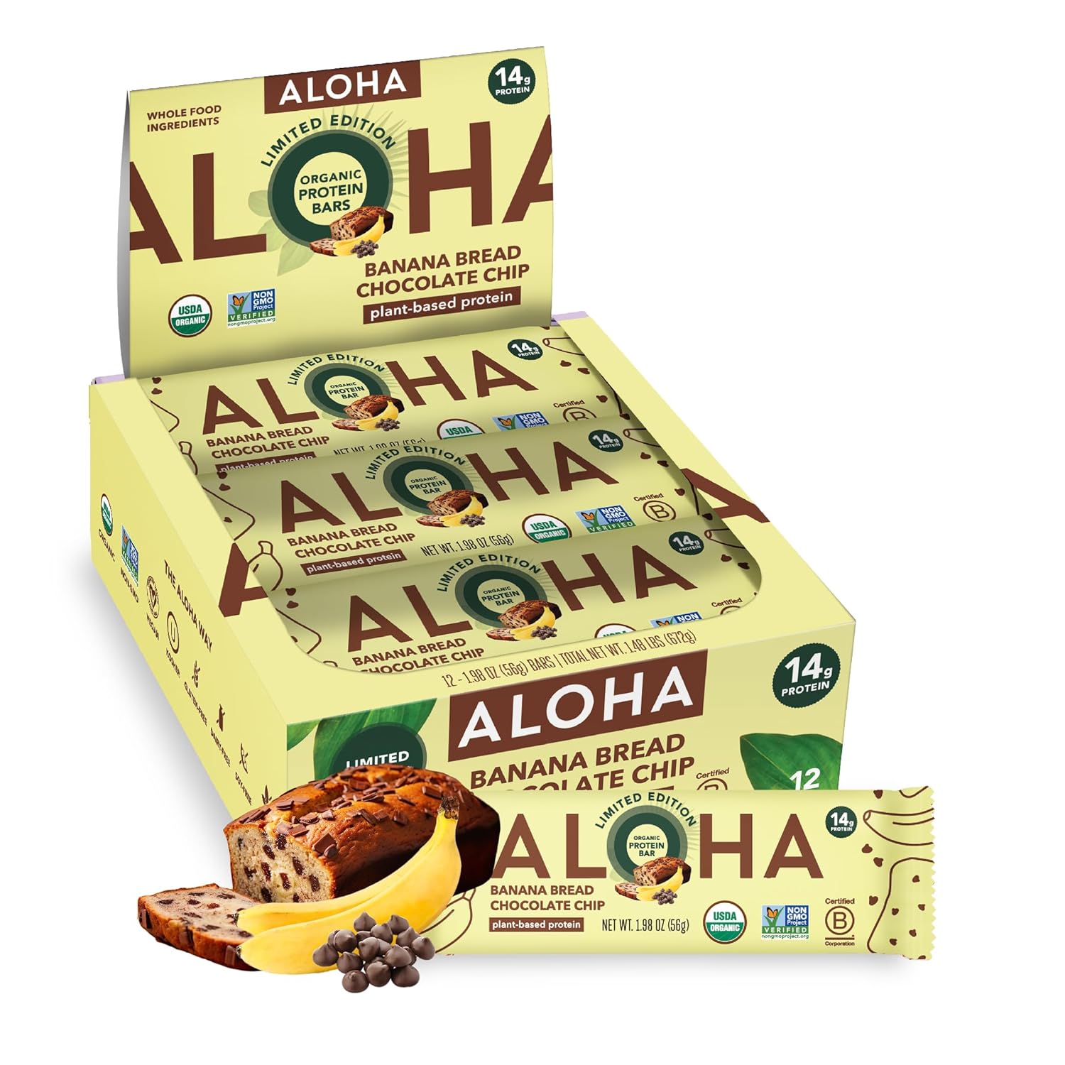 ALOHA Organic Plant Based Protein Bars - Delicious Vegan Snack