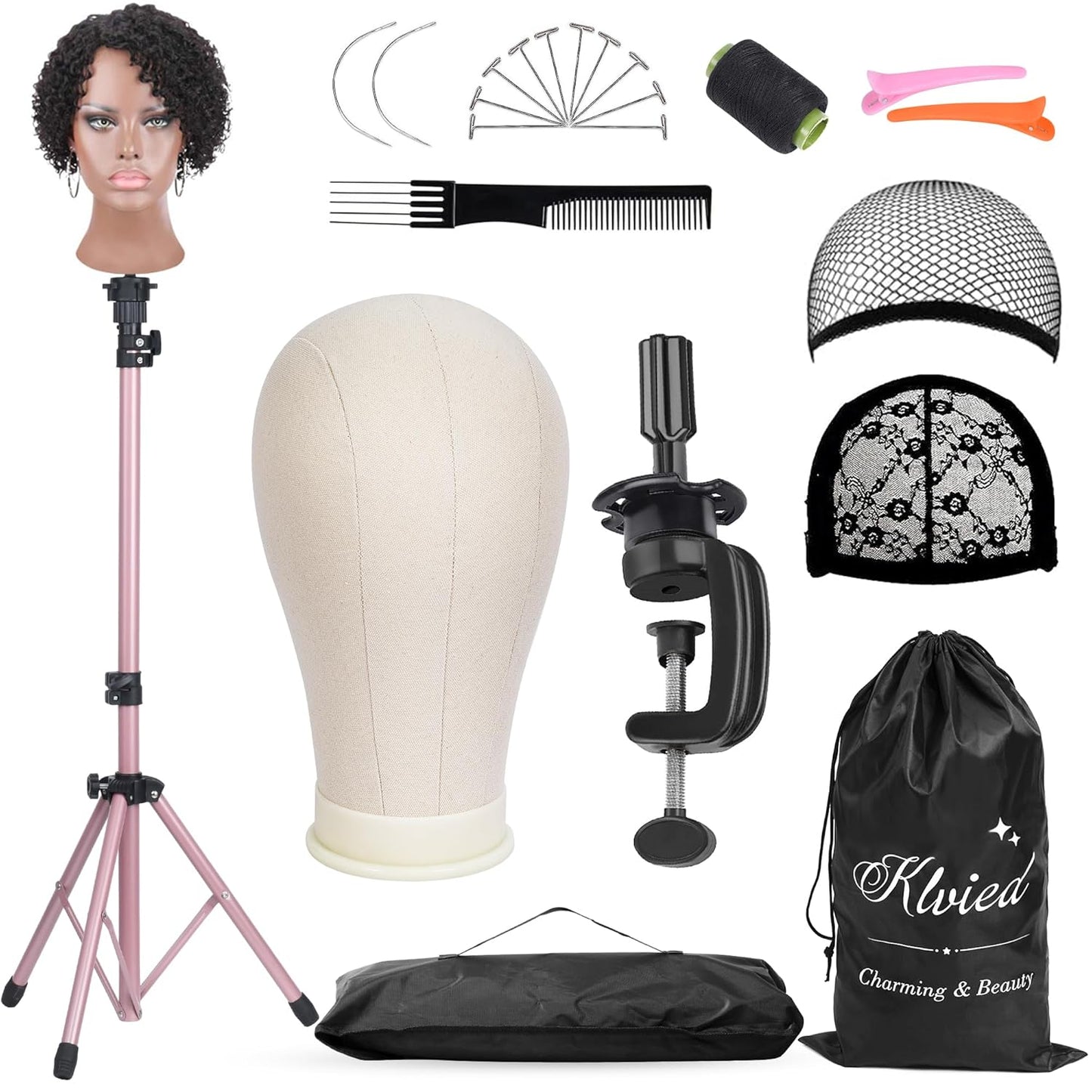 Klvied Reinforced Wig Mannequin Stand for Professional Use