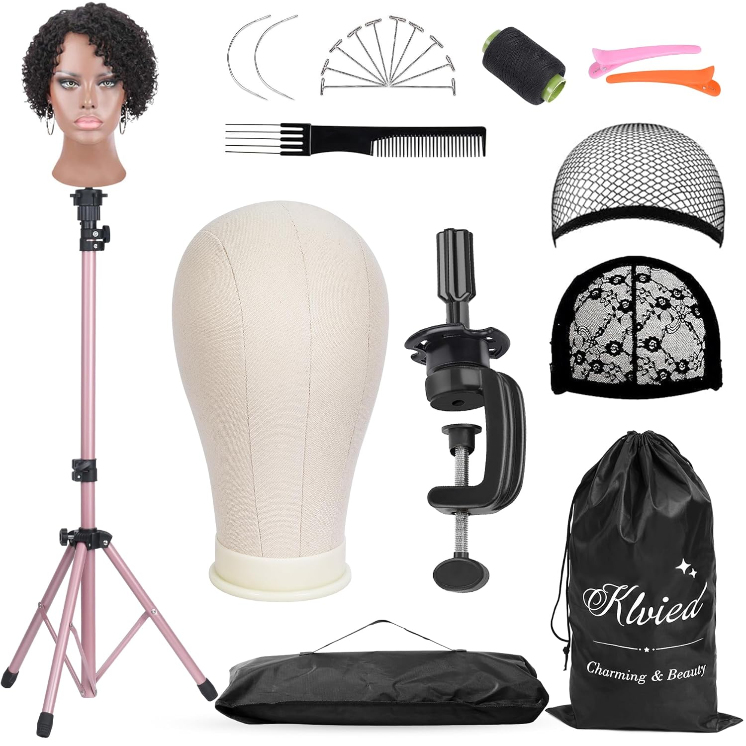 Klvied Reinforced Wig Mannequin Stand for Professional Use