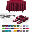 Party Solids Burgundy Round Plastic Tablecloth - 84 in Pack of 24