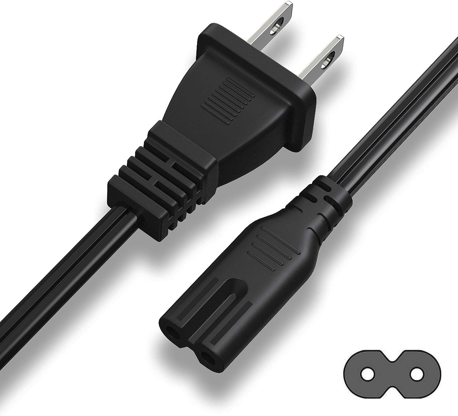 6Ft TV Power Cord 2 Prong Plug - Universal Compatibility