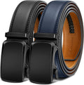 BULLIANT Men's Ratchet Belt 2 Pack - Precise Adjustable Leather Fit as
