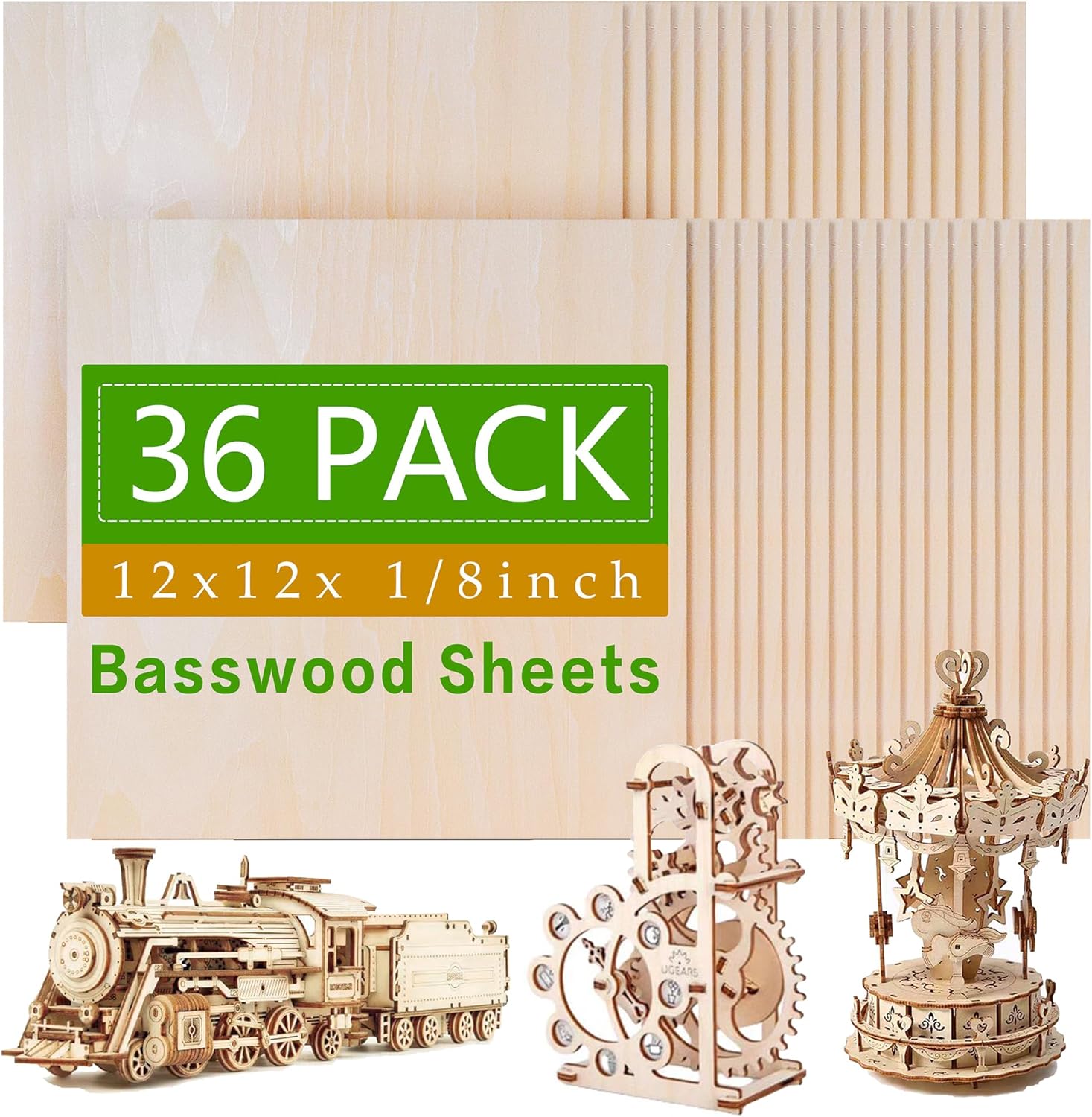 36 Pack Basswood Sheets for Crafts and DIY Projects
