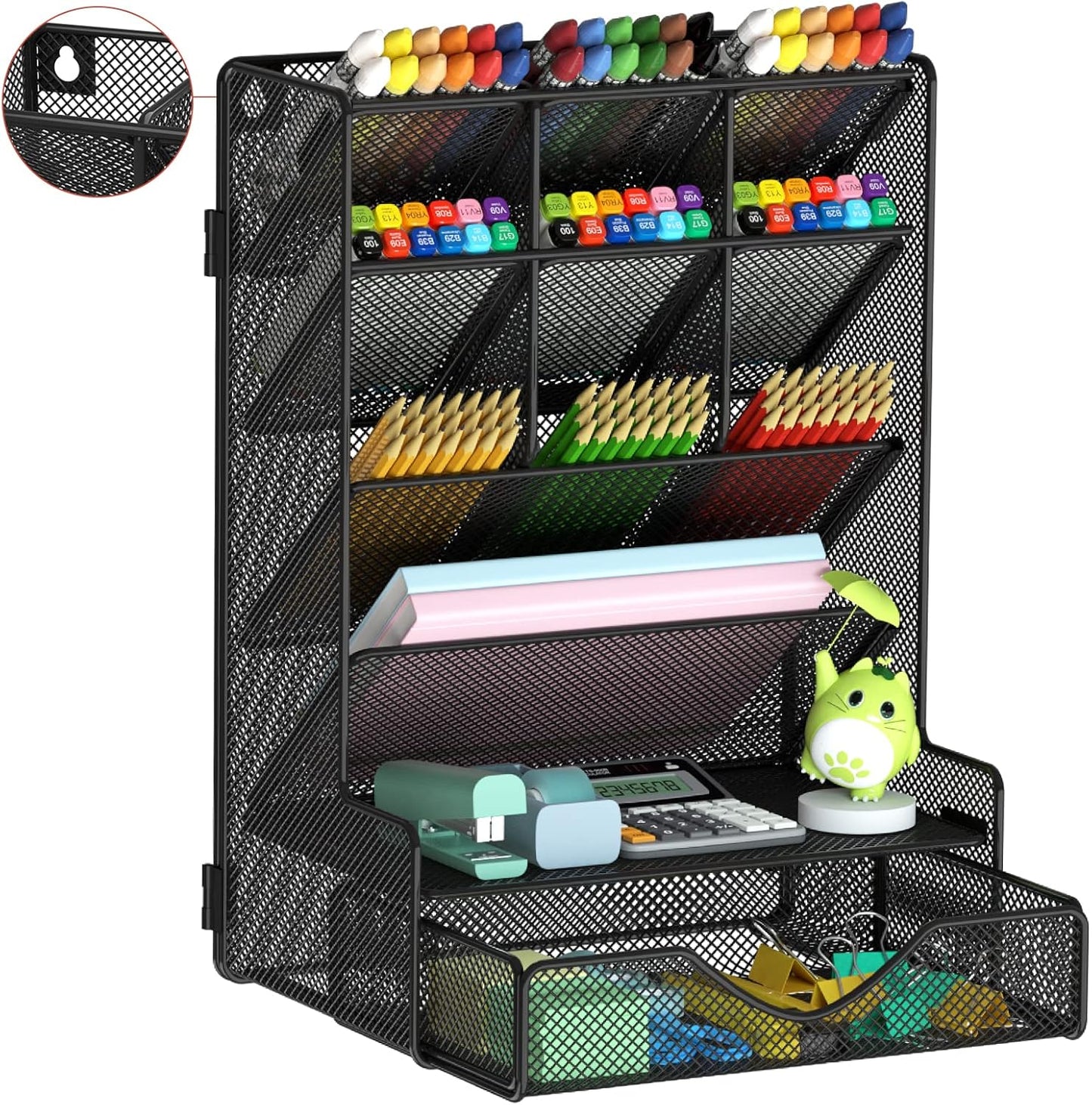 BOHDK Black Desk Organizer with Drawer - Maximize Space & Stay Organized!