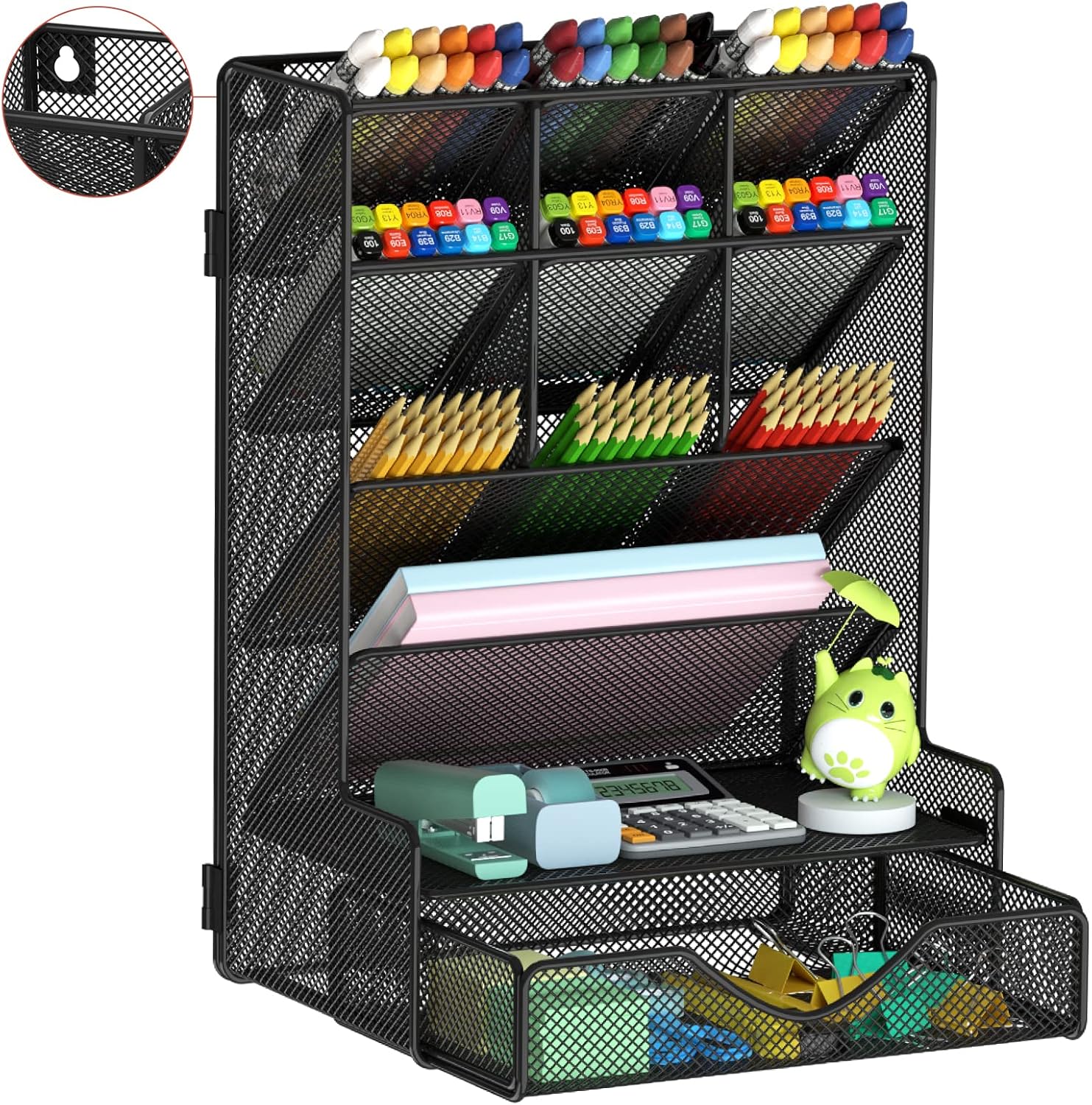 BOHDK Black Desk Organizer with Drawer - Maximize Space & Stay Organized!