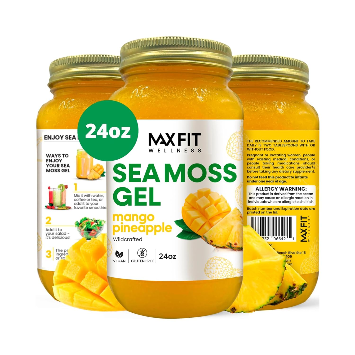 MAX FIT Sea Moss Gel Raw: 24oz Vegan Superfood for Health