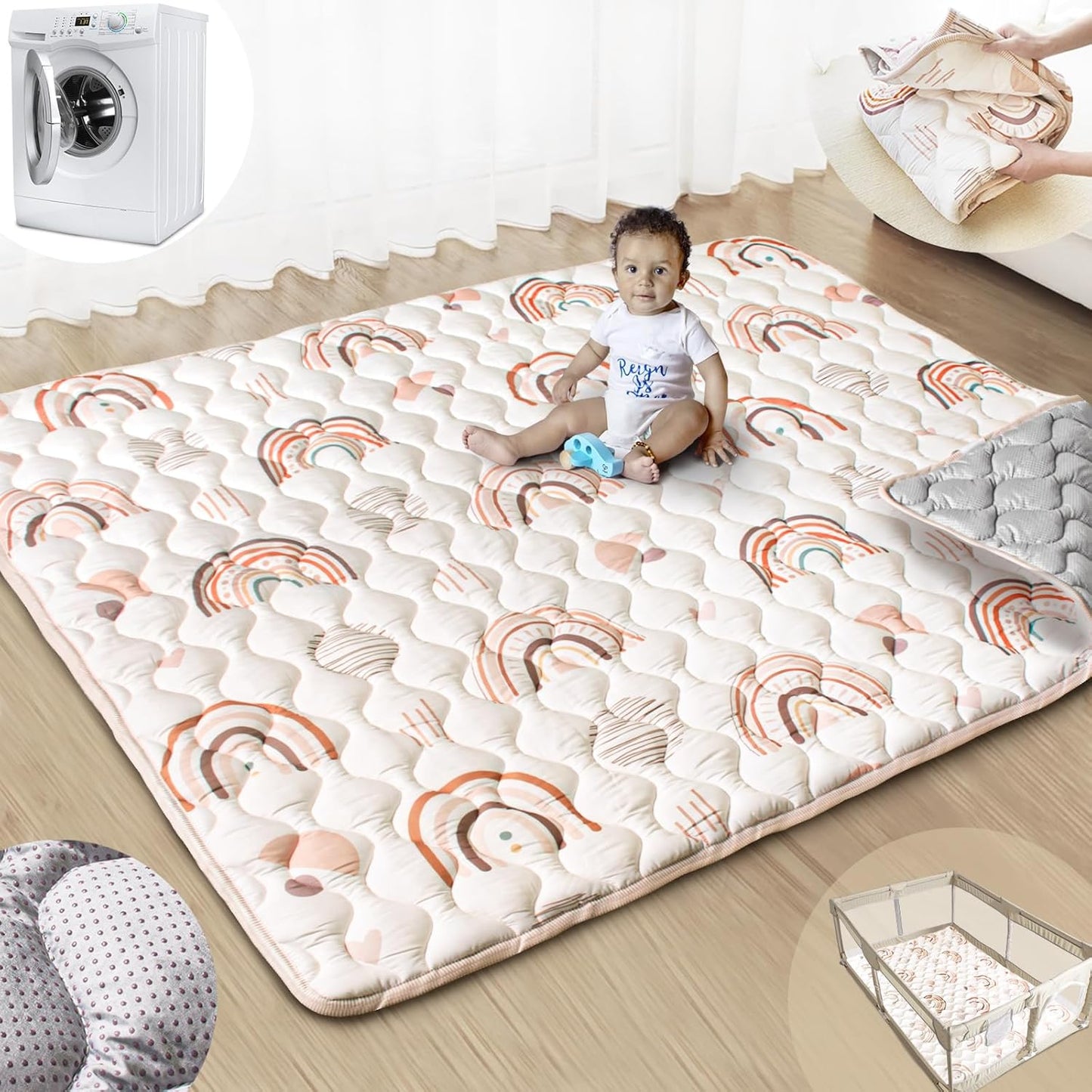 Baby Play Mats for Floor, 71x59 Super Soft & Washable Mat