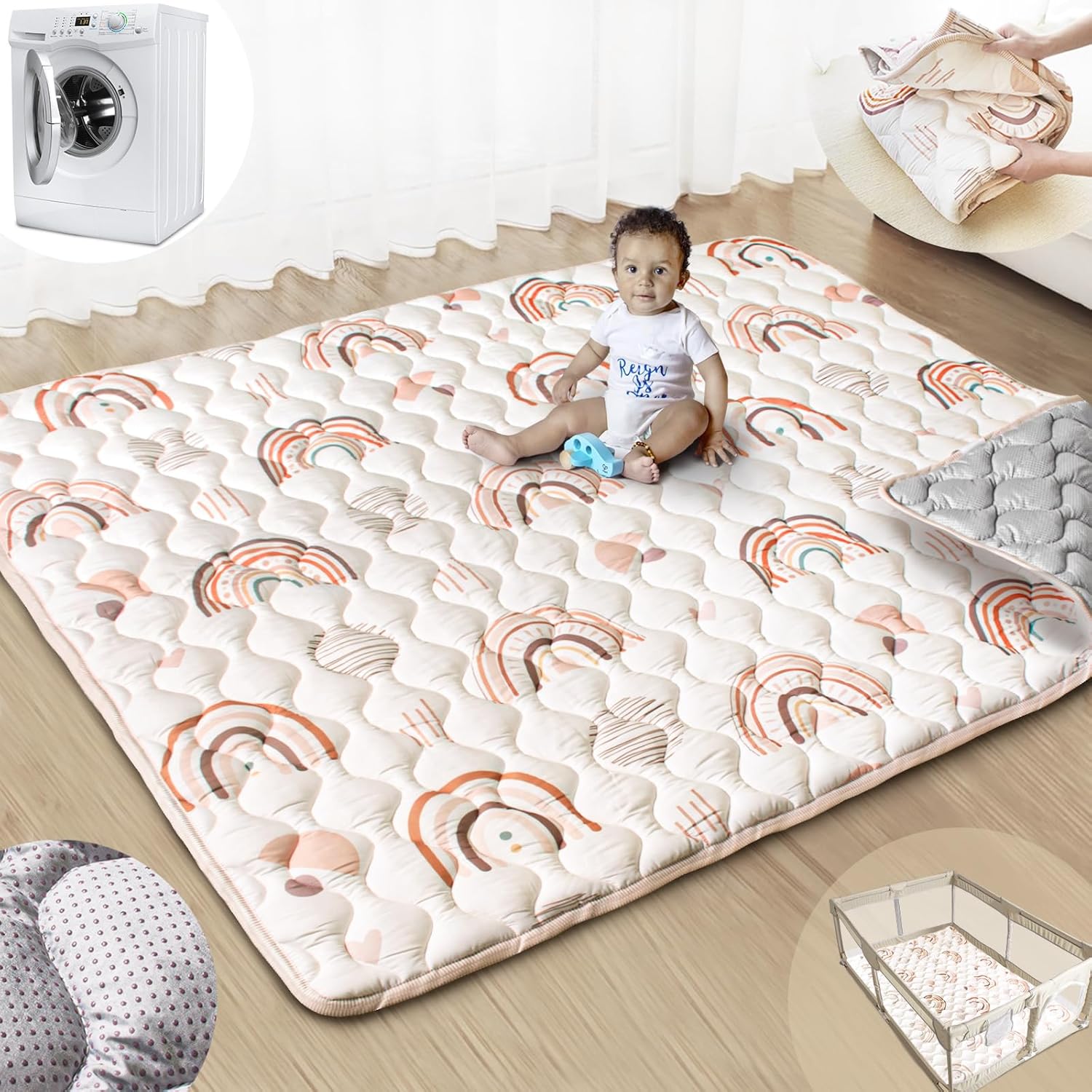 Baby Play Mats for Floor, 71x59 Super Soft & Washable Mat