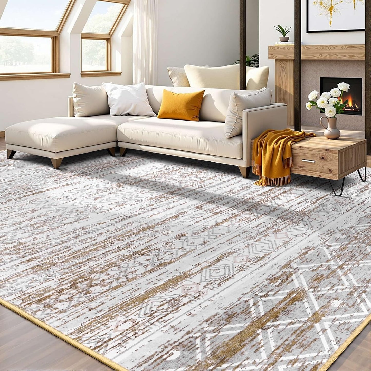 Vasofe 5x7 Washable Boho Rug - Non Slip Vintage Beauty