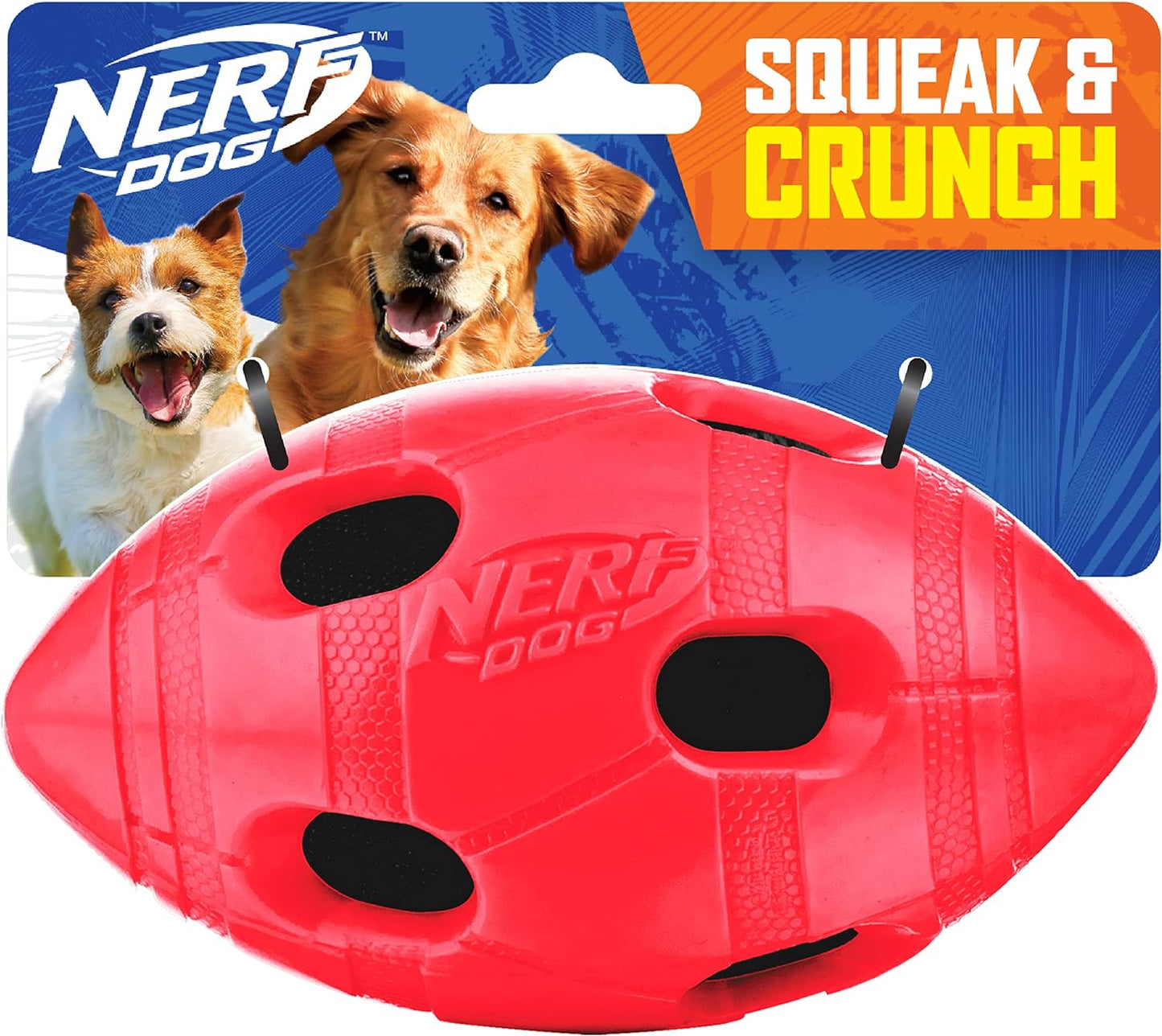 Nerf Dog Rubber Squeaker Football Toy: Durable & Interactive