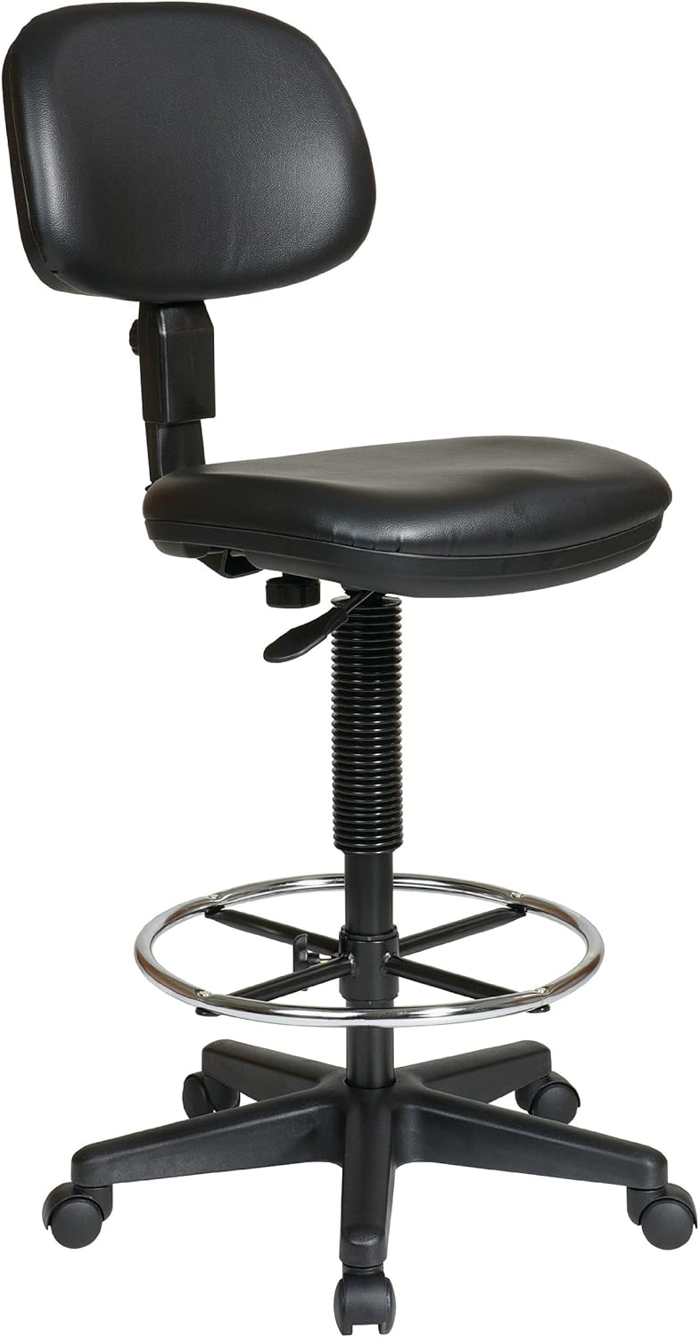 Adjustable Drafting Chair with Sculptured Foam Seat - Comfortable Workstation Essential