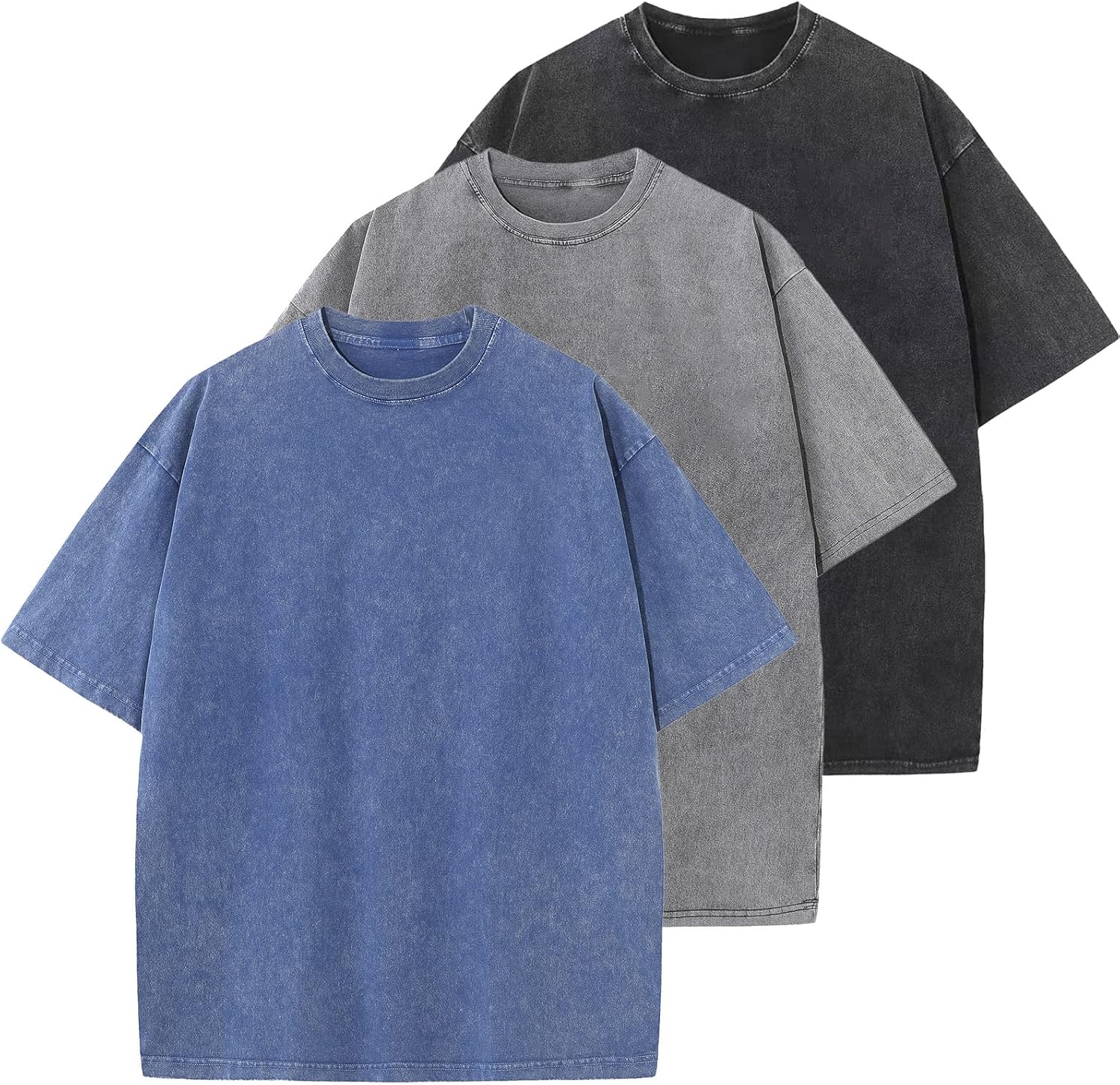 Men's Cotton T-Shirts Oversized Casual Loose Basic Tee Tops