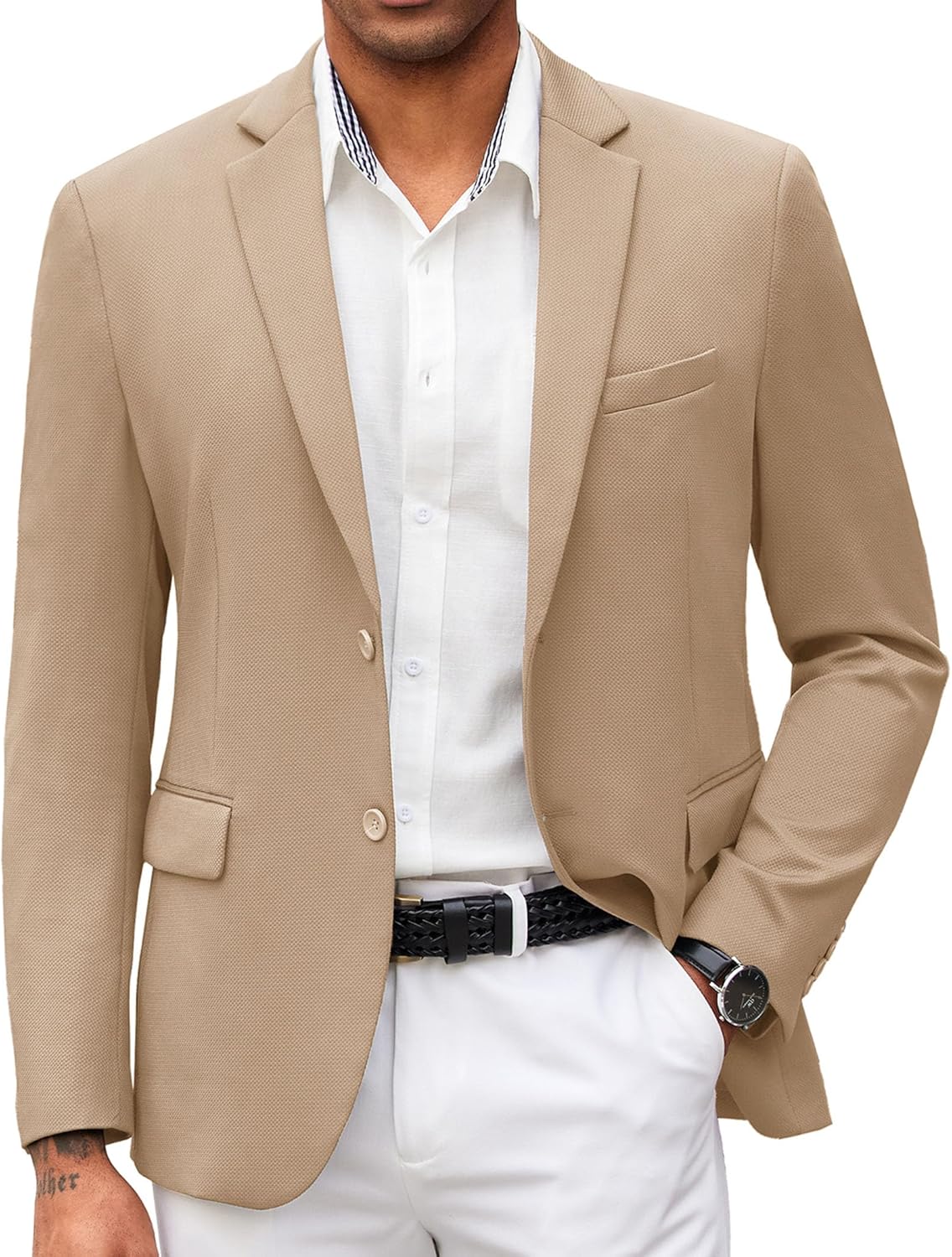 COOFANDY Mens Casual Blazer Slim Fit Lightweight Knit Jacket