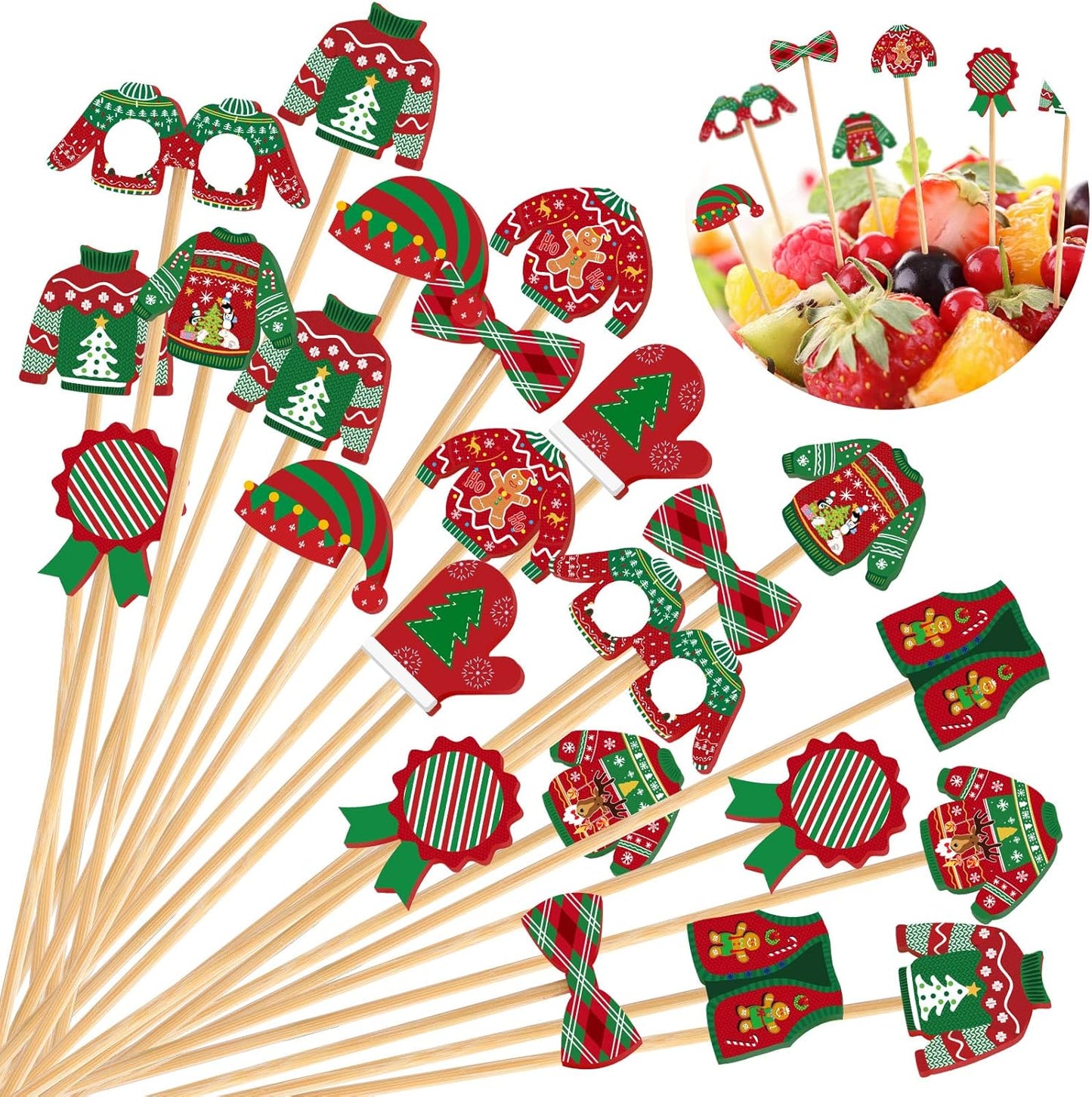 Festive 200-Piece Christmas Cocktail Picks Set