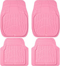 Car Pass 4 Piece Leather Car Floor Mats Full Set - Pink Cute Girly