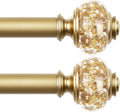 Luxury Gold Curtain Rods for Windows 48 to 84 Inch - Elegant Design
